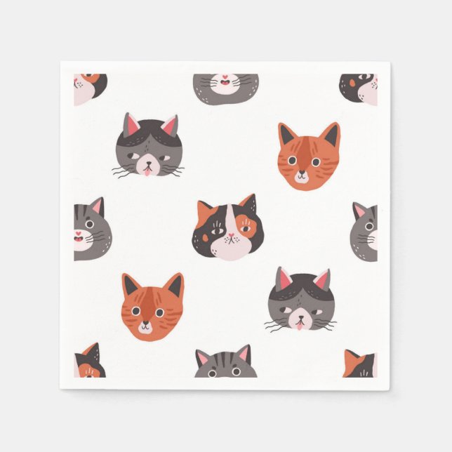Guardanapo De Papel Ilustração de gato animado (Frente)