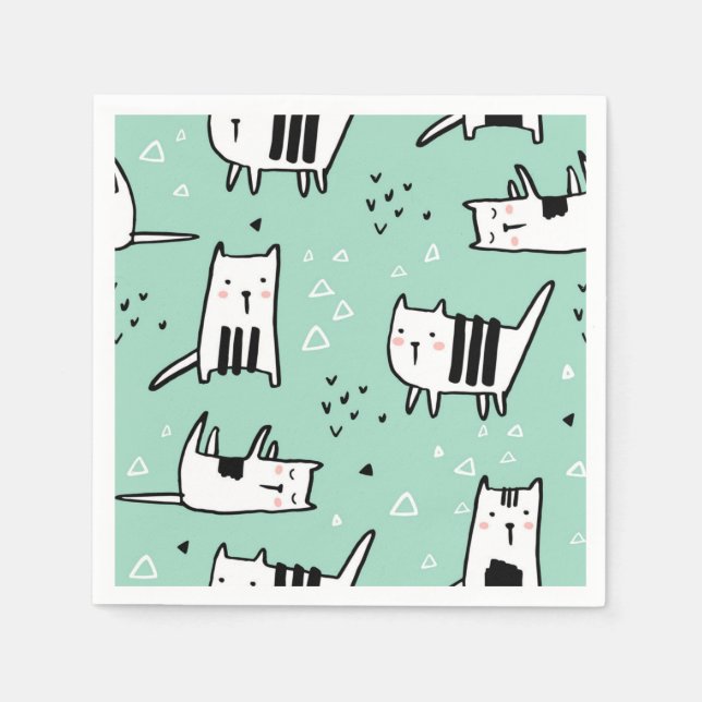 Guardanapo De Papel Ilustração de gato animado (Frente)