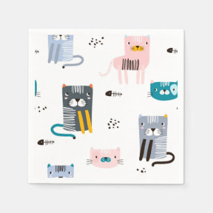 Guardanapo De Papel Ilustração de gato animado
