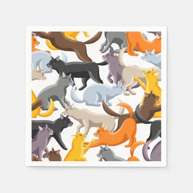 Guardanapo De Papel Ilustração de gato animado (Frente)