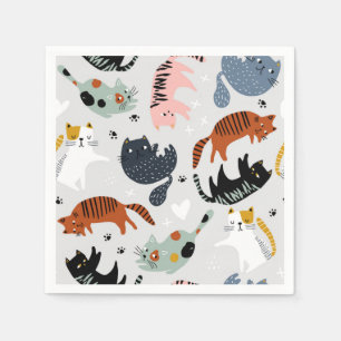 Guardanapo De Papel Ilustração de gato de desenho animado