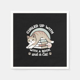 Guardanapo De Papel Ilustração de Gato do Livro ao Longo - Enrolada e