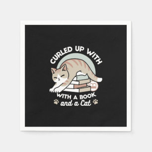 Guardanapo De Papel Ilustração de Gato do Livro ao Longo - Enrolada e