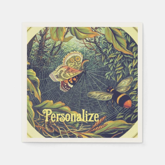 Guardanapo De Papel Ilustração de horta-aranha-borboleta (Frente)