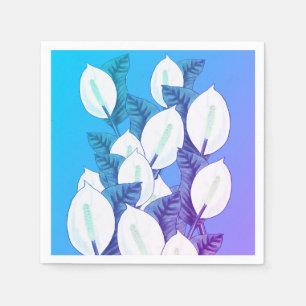 Guardanapo De Papel Ilustração de Lírio da Paz Branco Azul Claro Roxo
