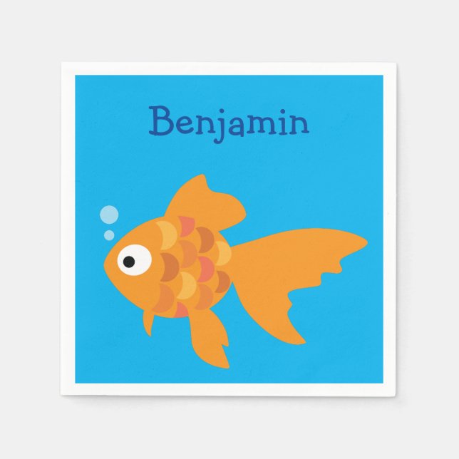 Guardanapo De Papel Ilustração de Peixe Dourada Amigável (Frente)