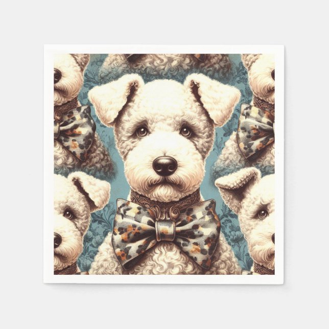 Guardanapo De Papel Ilustração de Terrier Bedlington Retro (Frente)