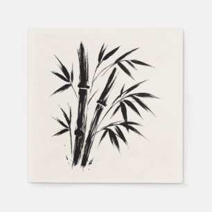 Guardanapo De Papel Ilustração de Tinta Bambu - Design Zen