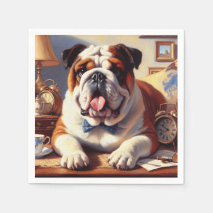 Guardanapo De Papel Ilustração do Bulldog Inglês Vintage