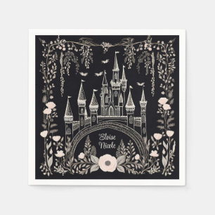 Guardanapo De Papel Ilustração do Castelo de Fairytale Negro e Branco