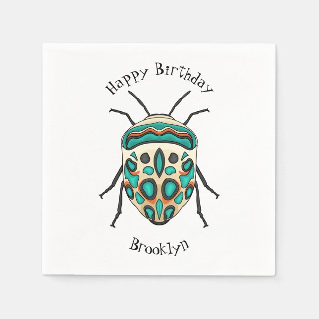 Guardanapo De Papel ilustração do desenho animado do inseto Picasso (Frente)