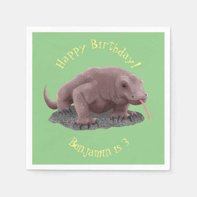 Guardanapo De Papel Ilustração do dragão Komodo (Frente)