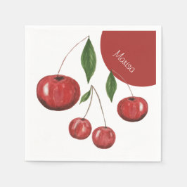 Guardanapo De Papel Ilustração em Aquarela de Cerejas Doces
