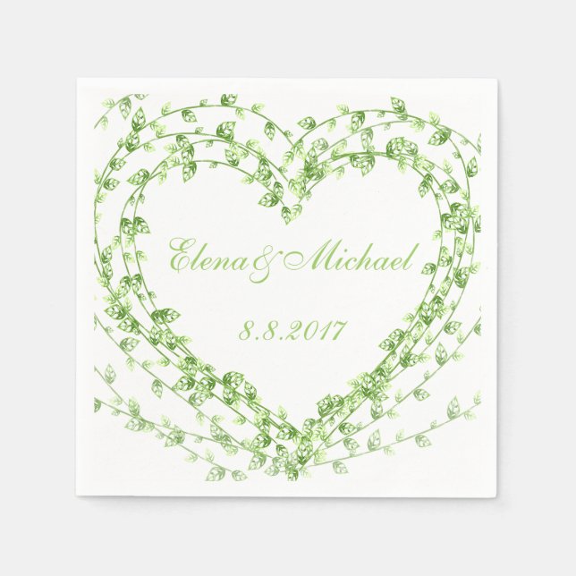 Guardanapo De Papel Ilustração folhas verdes Wreath Wedding Personaliz (Frente)