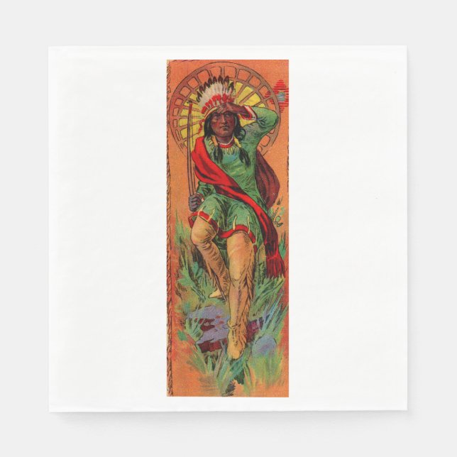 Guardanapo De Papel Ilustração indígena americana de 1919 (Frente)