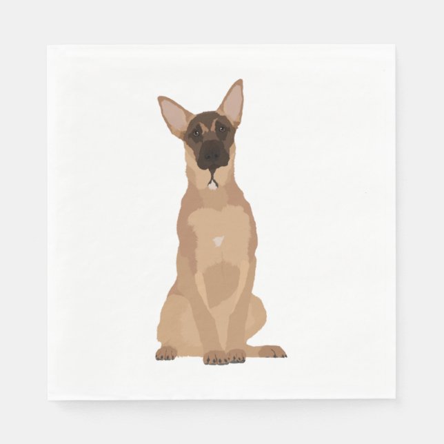 Guardanapo De Papel Ilustração Malinois Belga! (Frente)