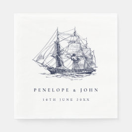 Guardanapo De Papel Ilustração Náutica de Navio Casamento no Destino
