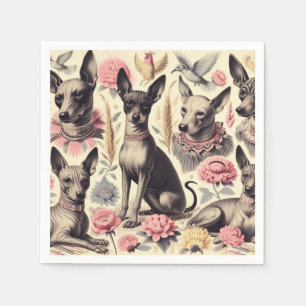 Guardanapo De Papel Ilustração sem costura da Retro Xoloitzcuintle