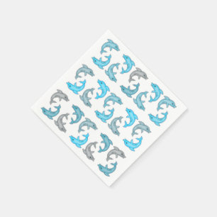 Guardanapo De Papel Ilustrações bonitos dos golfinhos das cinzas azu