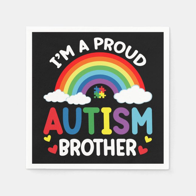 Guardanapo De Papel I'm A Proud Autism Brother Autism Awareness Month (Frente)