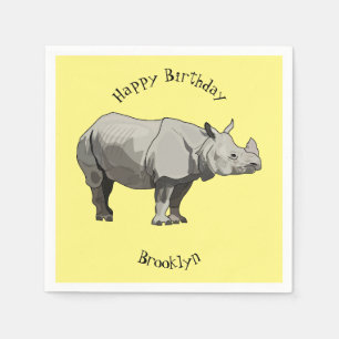 Guardanapo De Papel Imagem do desenho animado de Javan rhinoceros