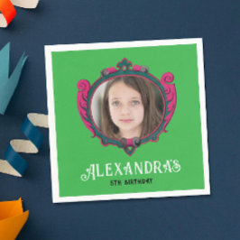 Guardanapo De Papel Imagem emblema da princesa rosa-rosa-verde-legante