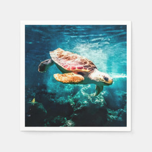 Guardanapo De Papel Imagem subaquática do oceano bonito da tartaruga