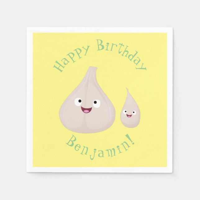 Guardanapo De Papel Imagem vegetal do desenho animado de alho cúprico (Frente)