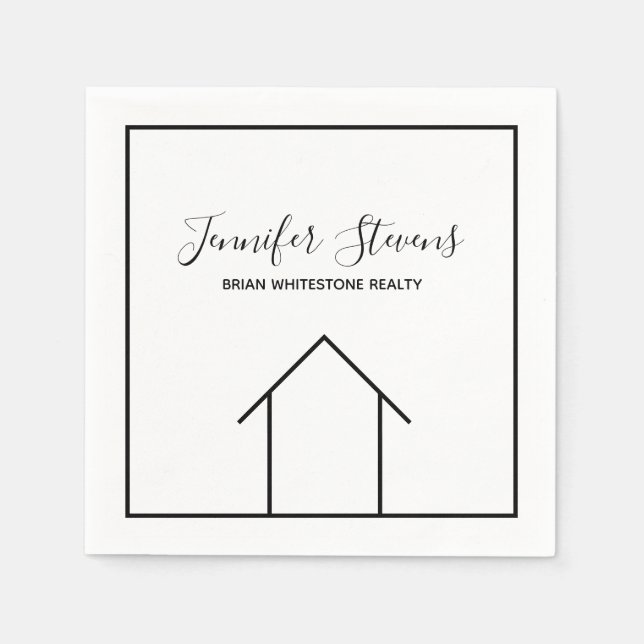 Guardanapo De Papel Imóveis Open House Black White Realer (Frente)