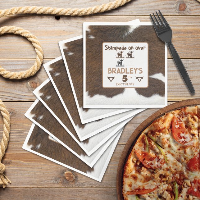 Guardanapo De Papel Impressão Animal Debulha de Gado Marrom Aniversári (Criador carregado)