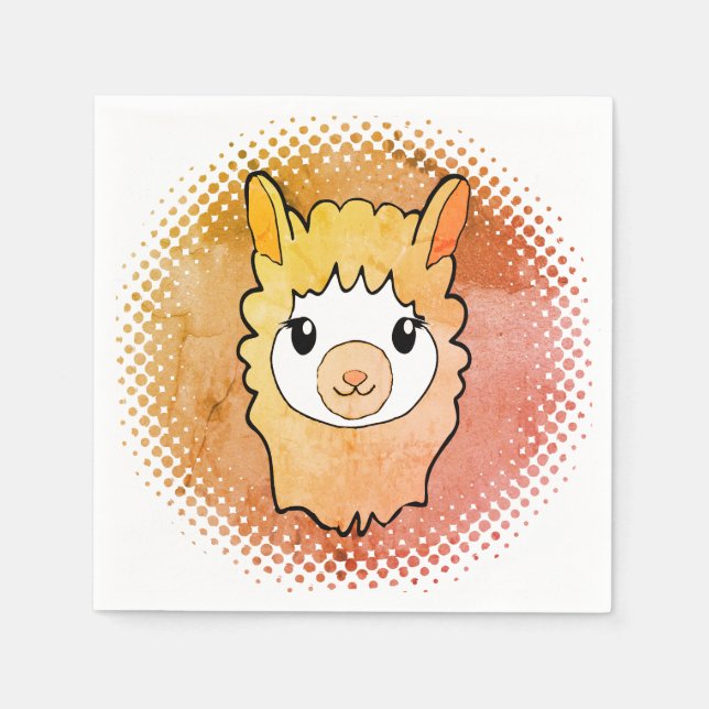 Guardanapo De Papel Impressão de desenho do rosto bonito Llama (Frente)