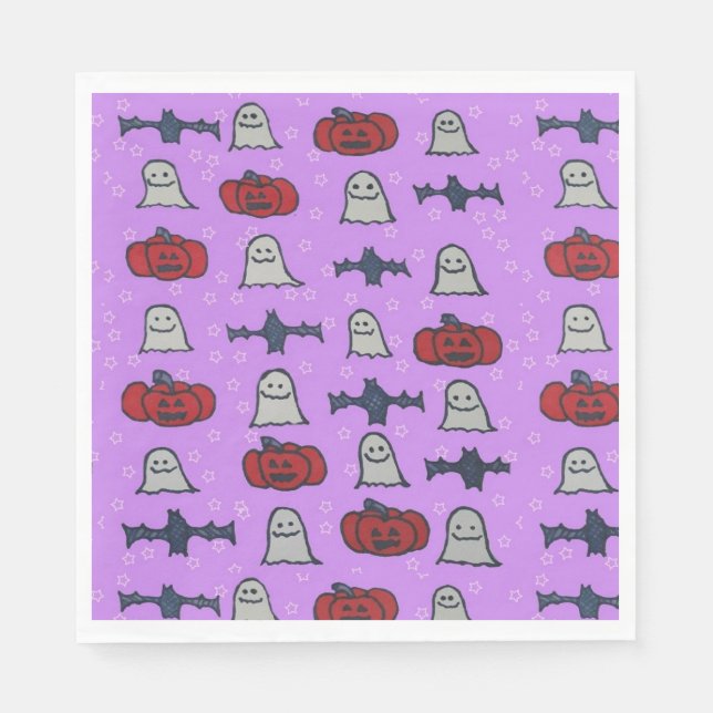 Guardanapo De Papel Impressão de Diversão do Halloween Roxo (Frente)