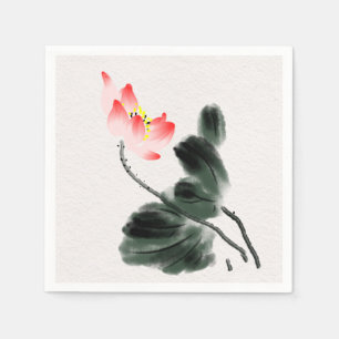 Guardanapo De Papel Impressão de Flores de Lótus com Aquarela Livre