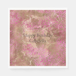 Guardanapo De Papel Impressão de Glam Leopardo Dourado Rosa-Rosa