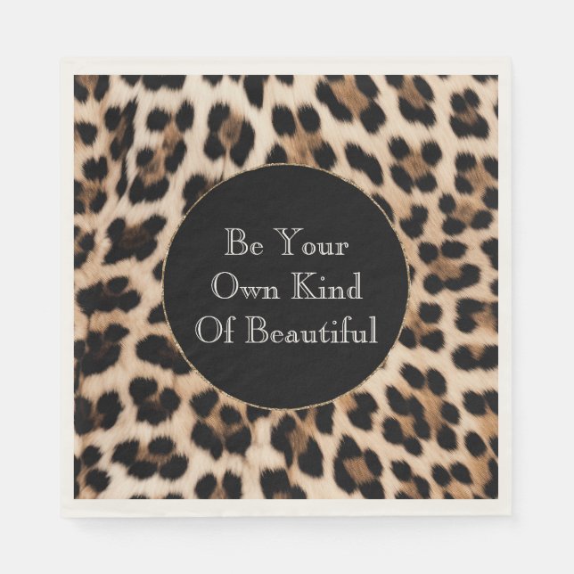 Guardanapo De Papel Impressão de leopardo preto marrom cremoso (Frente)
