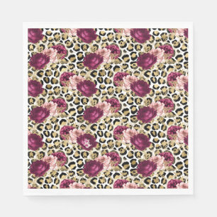 Guardanapo De Papel Impressão de Leopardo Rosa Rosa Dourada para Meni