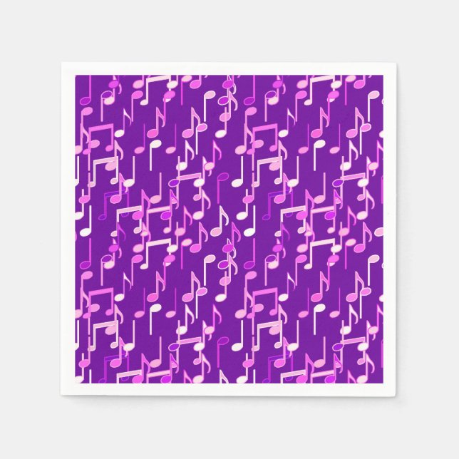 Guardanapo De Papel Impressão de Notas Musicais - violeta, roxo, múlti (Frente)