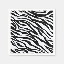 Guardanapo De Papel Impressão de padrão de zebra da selva branca e neg