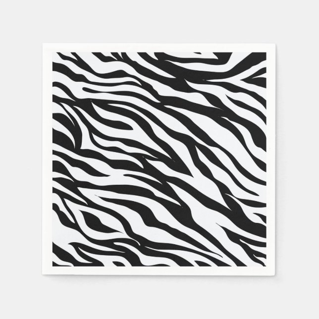 Guardanapo De Papel Impressão de padrão de zebra da selva branca e neg (Frente)
