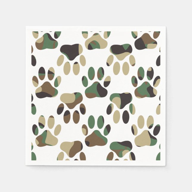 Guardanapo De Papel Impressão de Pata de Cachorro Padrão da Camo (Frente)