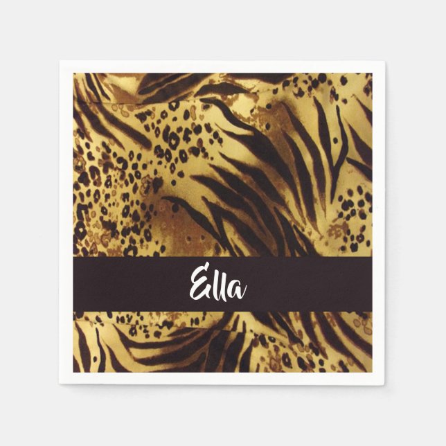 Guardanapo De Papel Impressão de pele do tigre de nome personalizado (Frente)