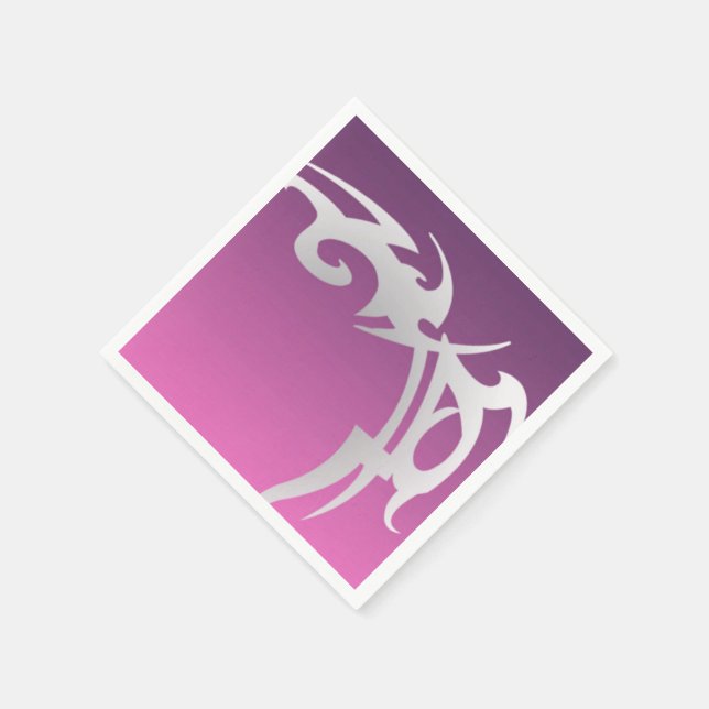 Guardanapo De Papel Impressão de tatuagem branca no gradiente roxo (Canto)