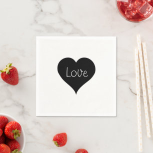 Guardanapo De Papel IMPRESSÃO de Texto do CORAÇÃO DO AMOR PRETO E B