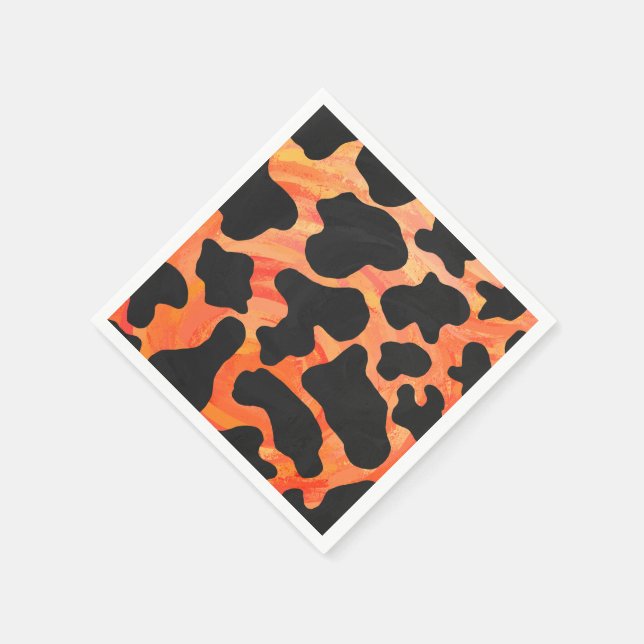 Guardanapo De Papel Impressão de Vaca Preta e Laranja (Canto)