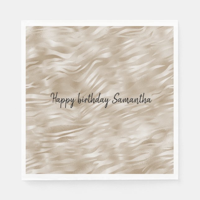 Guardanapo De Papel Impressão de Zebra Dourada Chic (Frente)