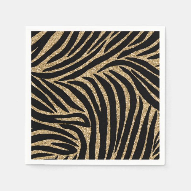 Guardanapo De Papel Impressão de Zebra Mágica Negra Dourada (Frente)