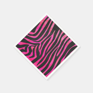 Guardanapo De Papel Impressão de zebra preto e rosa quente