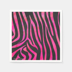 Guardanapo De Papel Impressão de zebra preto e rosa quente