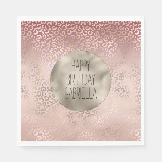 Guardanapo De Papel Impressão Dourada de Ombre-Leopardo Rosa-Rosa-Rosa (Frente)