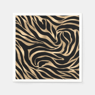 Guardanapo De Papel Impressão em Black Zebra Dourada Metálica Elegan